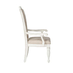 Fauteuil rembourré à dossier plat, style écorce vieillie, blanc antique