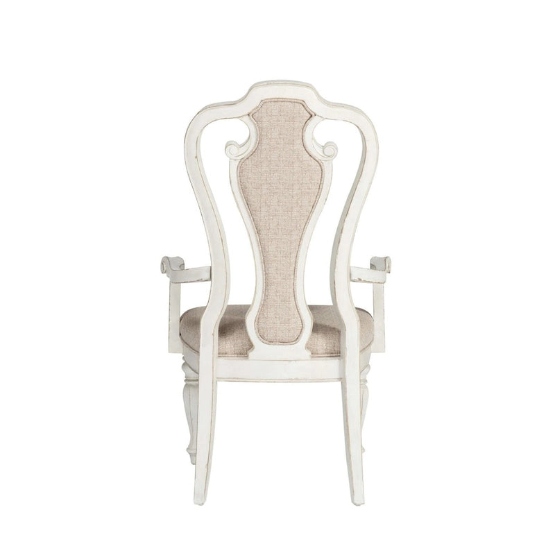 Fauteuil rembourré à dossier plat, style écorce vieillie, blanc antique