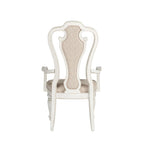 Fauteuil rembourré à dossier plat, style écorce vieillie, blanc antique