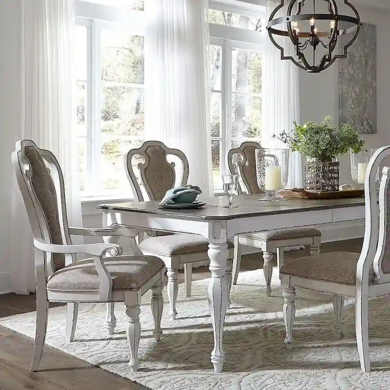 Fauteuil rembourré à dossier plat, style écorce vieillie, blanc antique