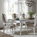 Fauteuil rembourré à dossier plat, style écorce vieillie, blanc antique