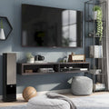 Meuble TV mural gris 60 po à étagères ouvertes