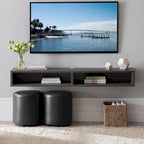 Meuble TV mural gris 60 po à étagères ouvertes
