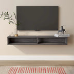 Meuble TV mural gris 60 po à étagères ouvertes