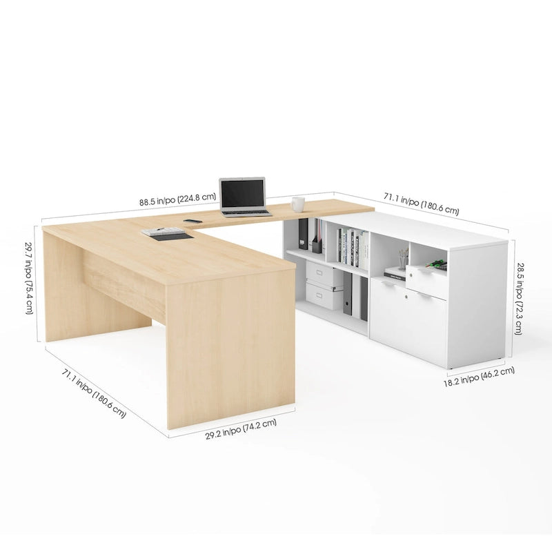 Bureau en U i3 Plus avec deux tiroirs