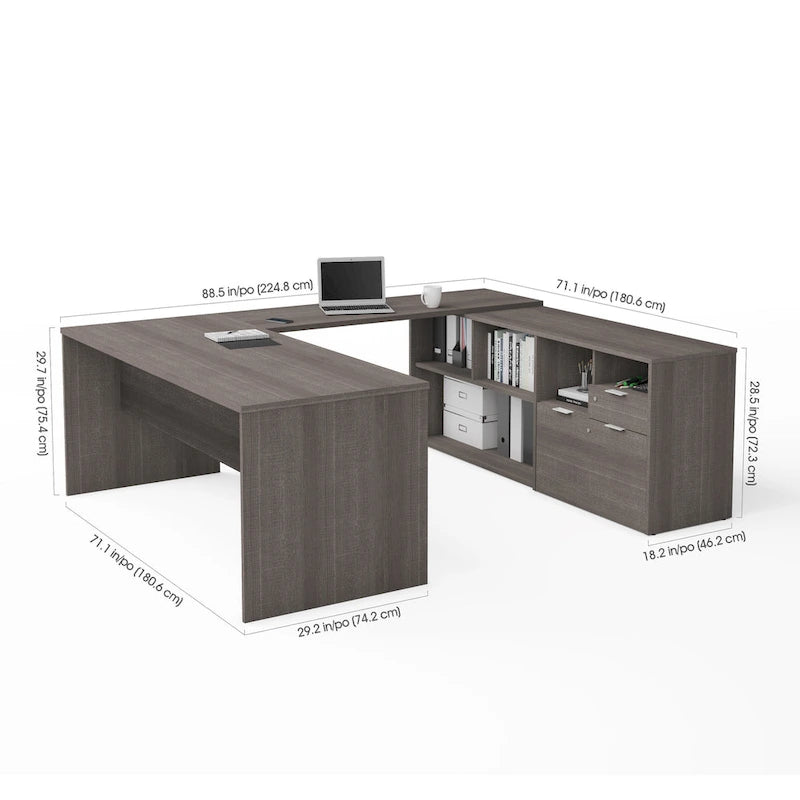 Bureau en U i3 Plus avec deux tiroirs