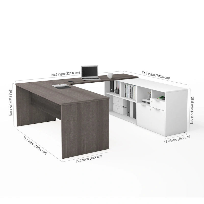 Bureau en U i3 Plus avec deux tiroirs