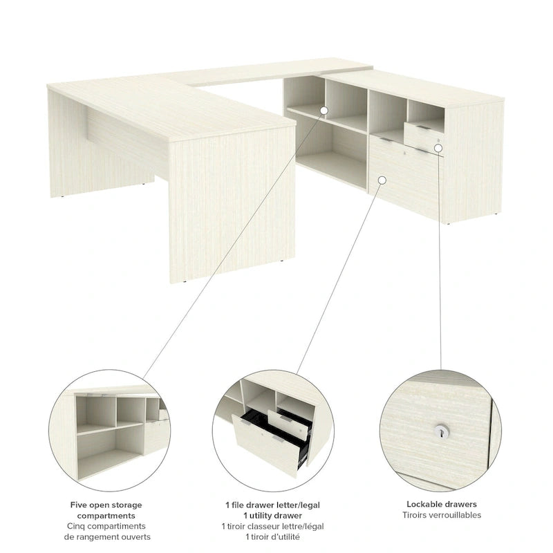 Bureau en U i3 Plus avec deux tiroirs