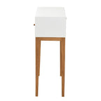 Console en bois de Bayur bicolore (brun naturel et blanc) avec 1 tiroir, style Mid-Century Modern