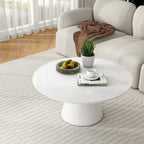 Table Basse Cône Moderne pour Salon, Finition Brillante, 90cm de Diamètre, Noir ou Blanc