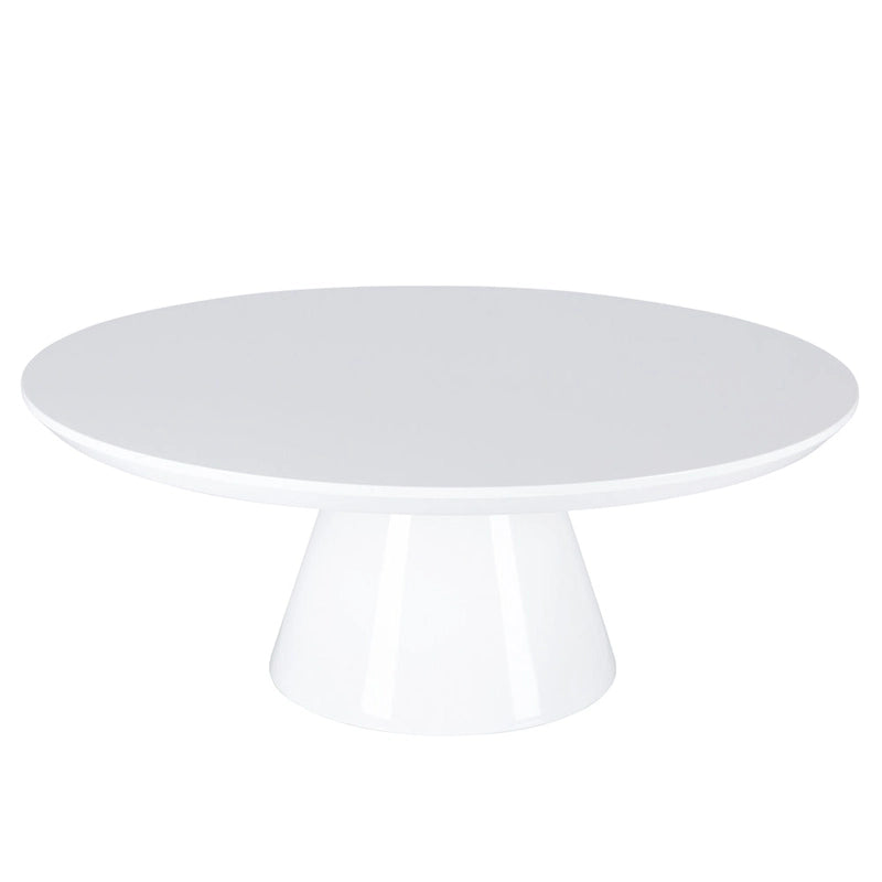 Table Basse Cône Moderne pour Salon, Finition Brillante, 90cm de Diamètre, Noir ou Blanc