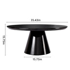Table Basse Cône Moderne pour Salon, Finition Brillante, 90cm de Diamètre, Noir ou Blanc
