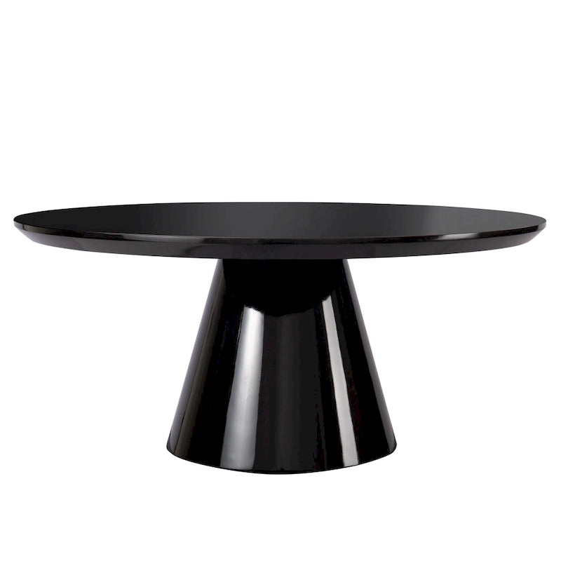 Table Basse Cône Moderne pour Salon, Finition Brillante, 90cm de Diamètre, Noir ou Blanc