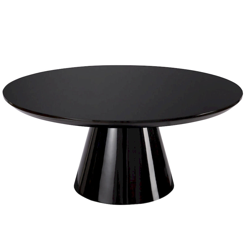 Table Basse Cône Moderne pour Salon, Finition Brillante, 90cm de Diamètre, Noir ou Blanc