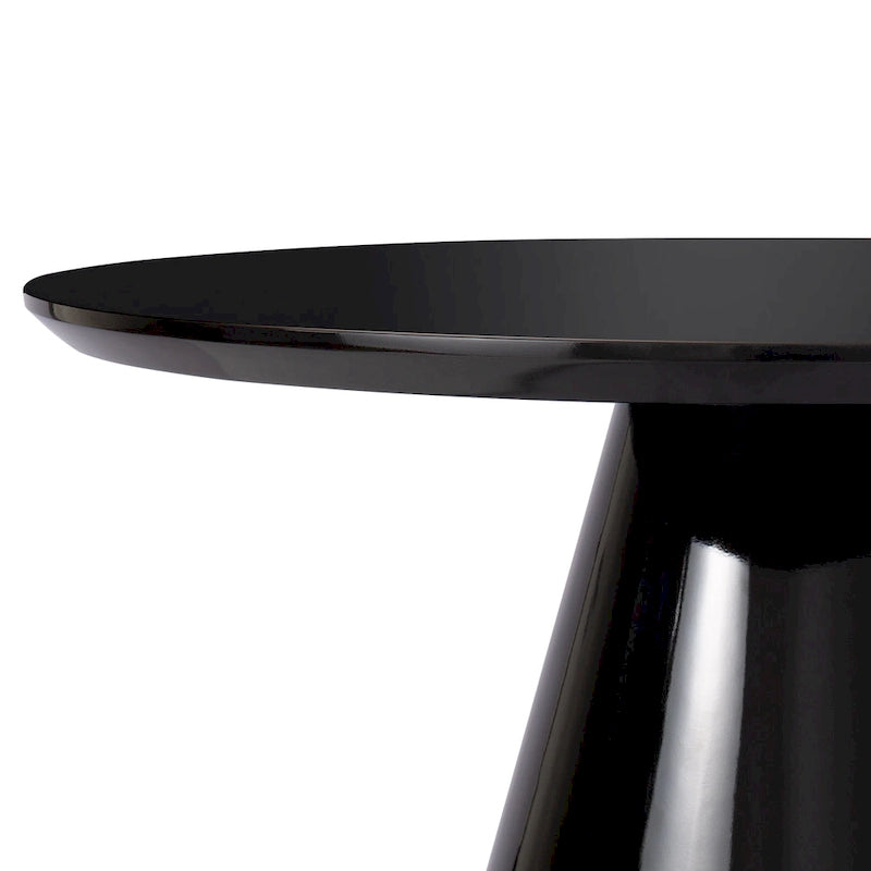 Table Basse Cône Moderne pour Salon, Finition Brillante, 90cm de Diamètre, Noir ou Blanc