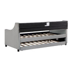 Banquette-lit avec lit gigogne, canapé-lit capitonné, taille double