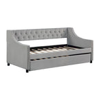 Banquette-lit avec lit gigogne, canapé-lit capitonné, taille double
