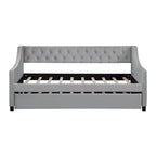Banquette-lit avec lit gigogne, canapé-lit capitonné, taille double