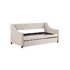 Banquette-lit avec lit gigogne, canapé-lit capitonné, taille double
