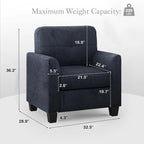 Fauteuil d'appoint rembourré de style Mid-Century avec accoudoirs - 32,5L x 28,9l x 36,2H po