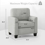 Fauteuil d'appoint rembourré de style Mid-Century avec accoudoirs - 32,5L x 28,9l x 36,2H po