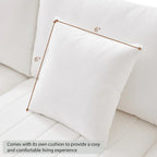 Canapé d'angle 5 places moderne en L avec rayures verticales, 2 coussins, pouf convertible
