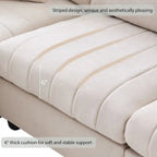 Canapé d'angle 5 places moderne en L avec rayures verticales, 2 coussins, pouf convertible