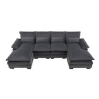 Canapé sectionnel modulable en U gris moderne avec double méridienne