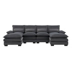 Canapé sectionnel modulable en U gris moderne avec double méridienne