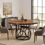 Table à manger ronde de 47" pour 4 à 6 personnes avec base métallique robuste pour salle à manger