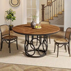 Table à manger ronde de 47" pour 4 à 6 personnes avec base métallique robuste pour salle à manger