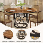Table à manger ronde de 47" pour 4 à 6 personnes avec base métallique robuste pour salle à manger