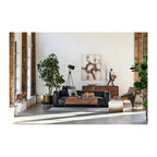Table d'appoint en aluminium de style tambour rustique - 19L x 19P x 18H