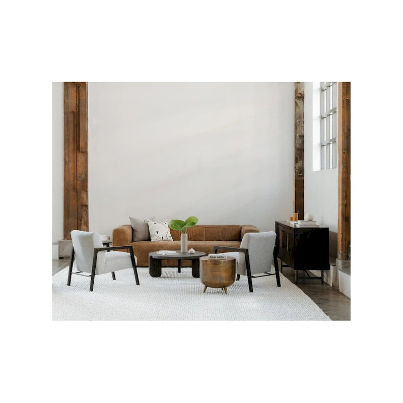 Table d'appoint en aluminium de style tambour rustique - 19L x 19P x 18H