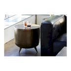 Table d'appoint en aluminium de style tambour rustique - 19L x 19P x 18H