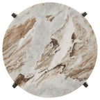 Table d'appoint de 50,8 cm, plateau rond en marbre, 1 étagère, marron, finition bronze à canon