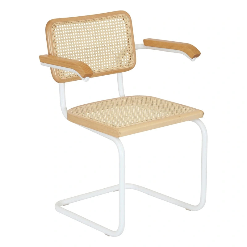 Fauteuil Cesca Cane Cantilever avec Cadre en Acier Blanc