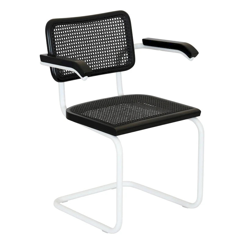 Fauteuil Cesca Cane Cantilever avec Cadre en Acier Blanc