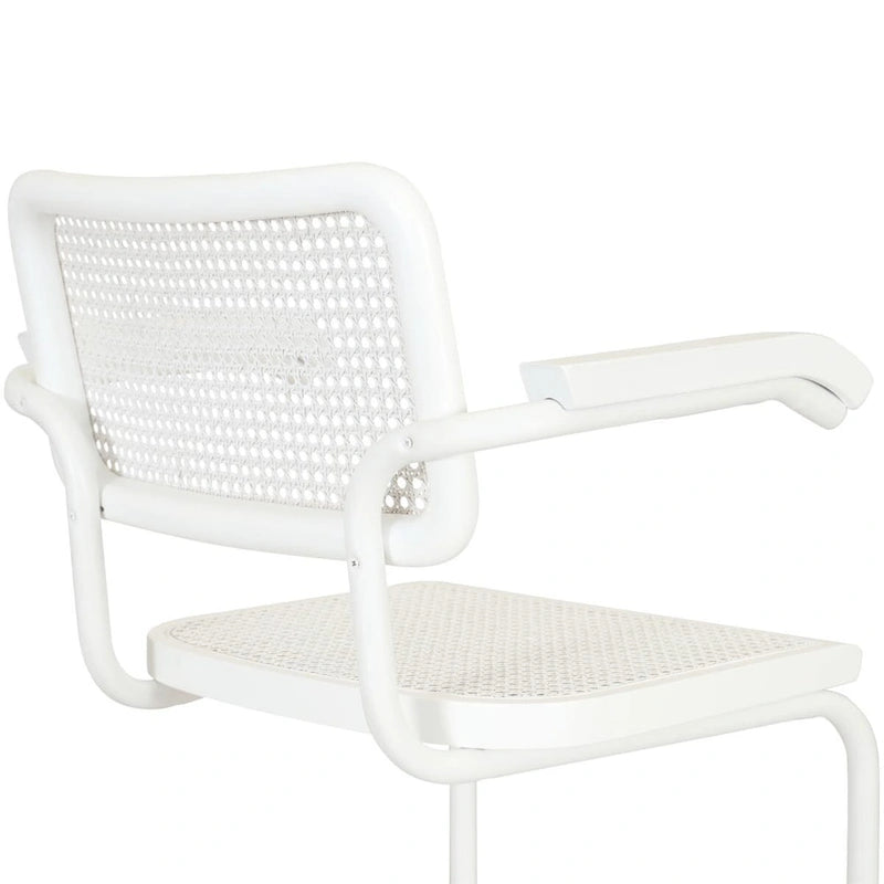 Fauteuil Cesca Cane Cantilever avec Cadre en Acier Blanc