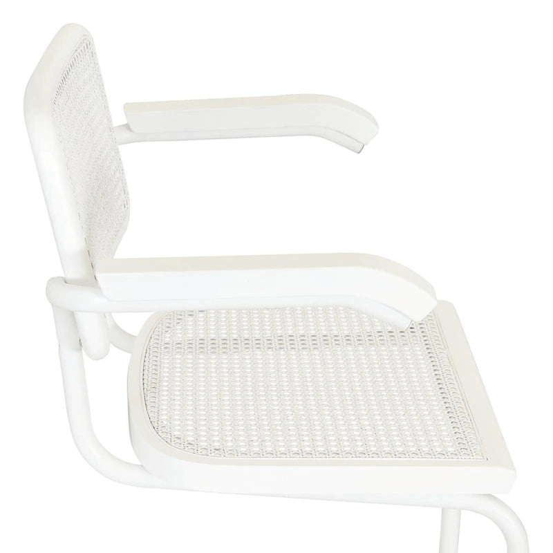 Fauteuil Cesca Cane Cantilever avec Cadre en Acier Blanc