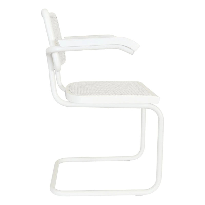 Fauteuil Cesca Cane Cantilever avec Cadre en Acier Blanc