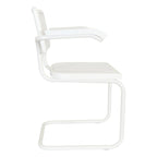 Fauteuil Cesca Cane Cantilever avec Cadre en Acier Blanc
