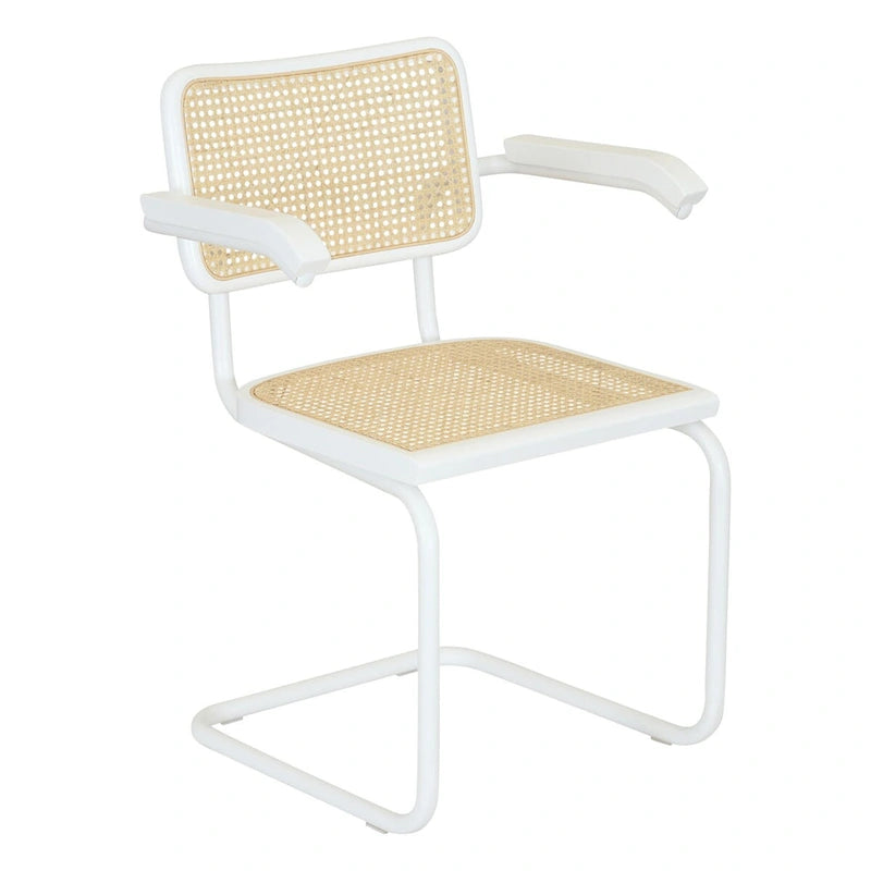 Fauteuil Cesca Cane Cantilever avec Cadre en Acier Blanc