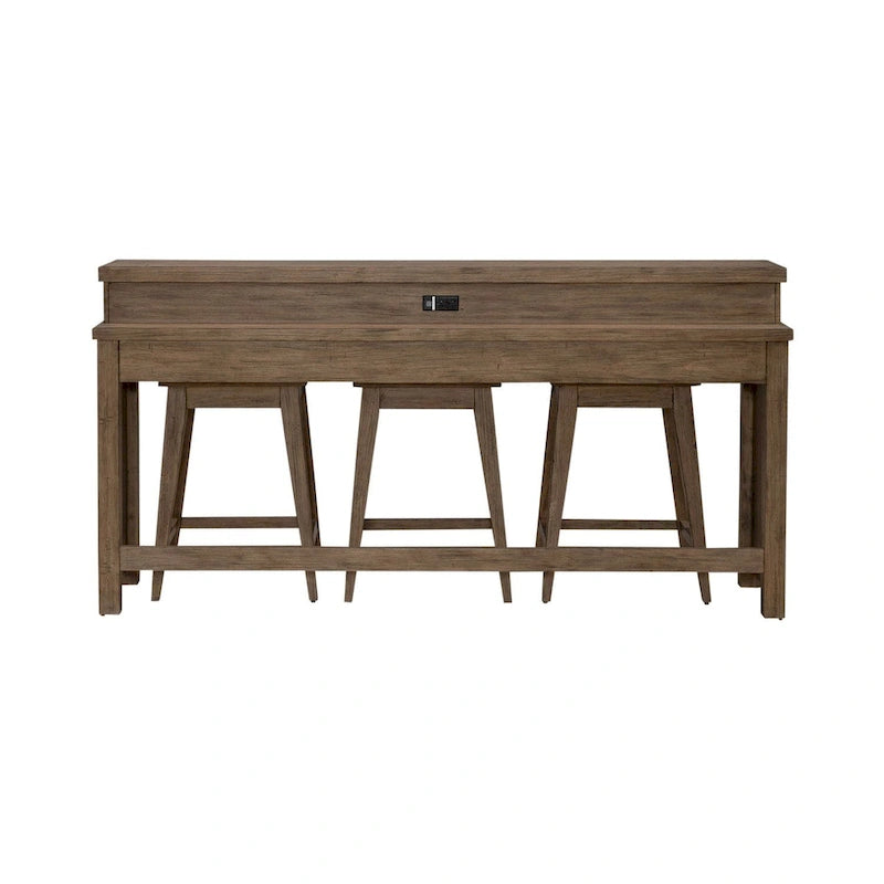 Console en bois patiné Toffee avec 4 tables d'appoint