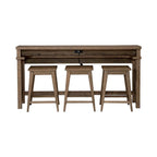 Console en bois patiné Toffee avec 4 tables d'appoint