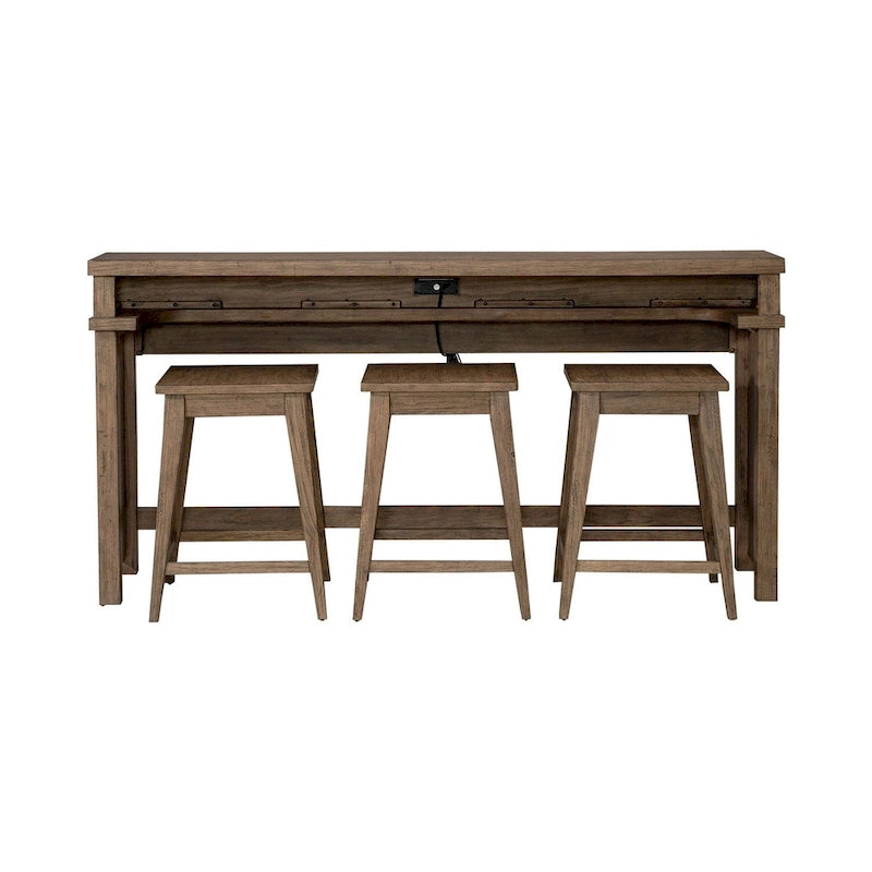 Console en bois patiné Toffee avec 4 tables d'appoint
