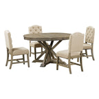 Table à manger de style rétro avec rallonge et 4 chaises rembourrées pour salle à manger et salon