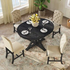 Table à manger de style rétro avec rallonge et 4 chaises rembourrées pour salle à manger et salon
