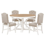 Table à manger de style rétro avec rallonge et 4 chaises rembourrées pour salle à manger et salon