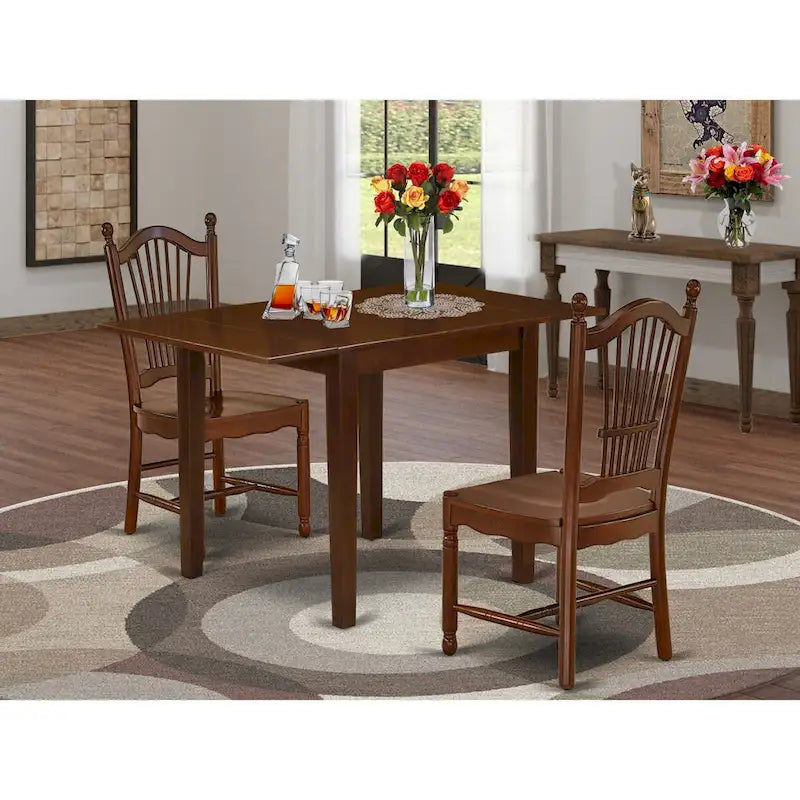  Dining Table Set- a Rectangle Dining Room Table and Kitchen Chairs, Mahogany (Pieces Option